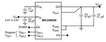 Application Circuit Diagram - Microchip Technology MIC33M350 & MIC33M356 Power Modules